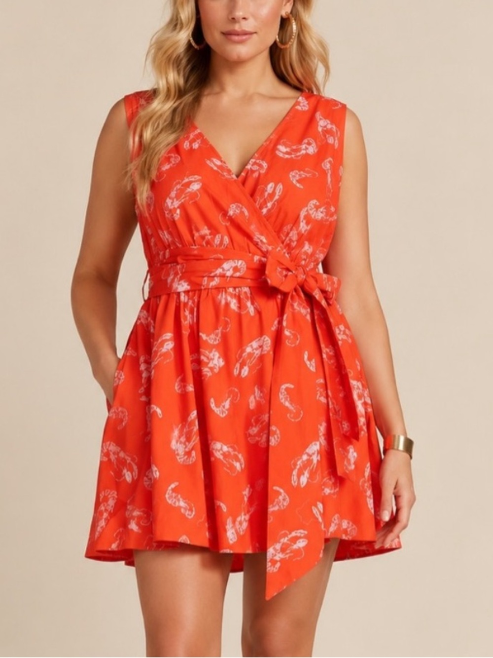 New! Maeve anthro Mainely Lobster Wrap Dress Size Medium 6082